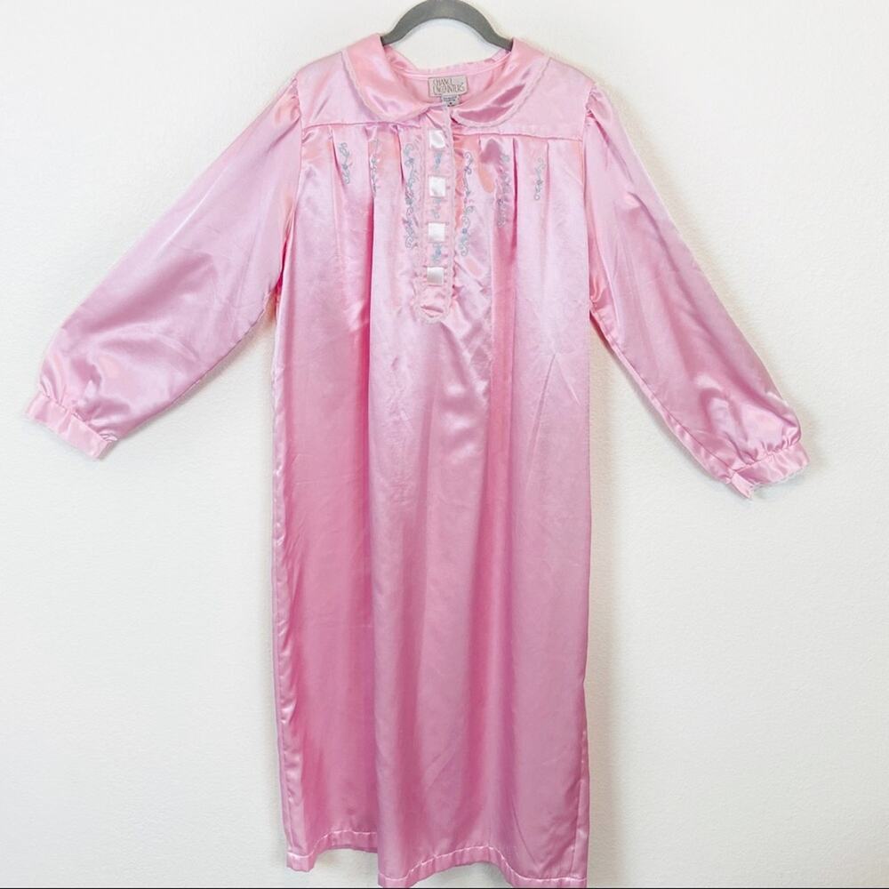 Nightgown Pink Retro Vintage Pink Satin Chance Encounters Size Medium Granny